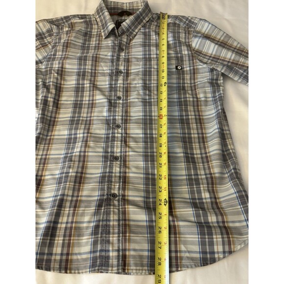 MARMOT Button Up Short Sleeve Shirt Men Large Gray Plaid Lightweight Casual - Picture 8 of 9